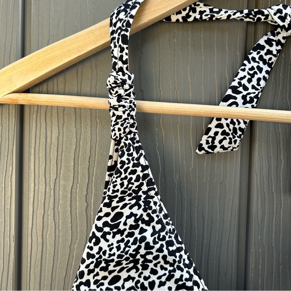 Kenneth Cole Swimwear Bikini Halter Top Medium Black Animal Beach Swimwear Rose - Picture 6 of 10